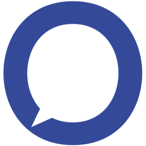 L'Isotype d'Acoords. La lettre O. A l'intérieur de la lettre O une queue représentant un phylactère. donc une bulle symbolisant la communication, la coordination.